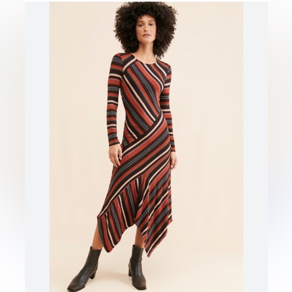 Maeve by Anthropologie Parkside Knit Jersey Striped Midi Dress Size M - Picture 4 of 14